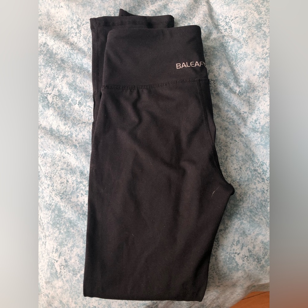 Baleaf mesh black stretchy leggings for yoga workout athleisure